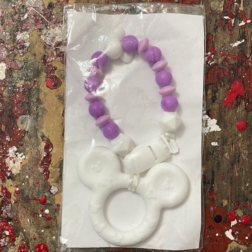 2/$18 Silicone Mickey Mouse Head Teether with Clip
